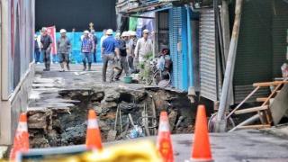 台北一处民宅因周围工程疏失下沉