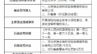 因承诺收益等欺骗投保人，北京瑞金恒邦保险销售公司被罚19万元