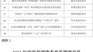 2023年度贵州省优秀改革成果评选结果通报
