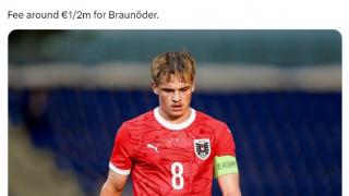 科莫已经买断布劳诺德，永久签下这位22岁的奥地利中场