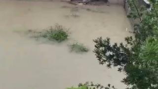 广西玉林暴雨洪涝，两层老房被泡倒塌