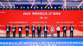 2024海南民营企业50强榜单发布 营业收入总额超2600亿元