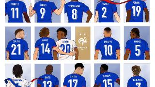 法国公布欧洲杯球衣号码：姆巴佩10号，吉鲁9号，坎特13号