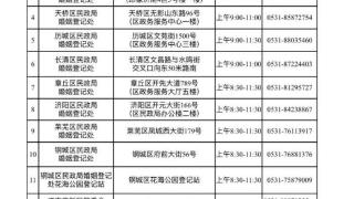 山东省2024年“十一”全市婚姻登记机关值班表