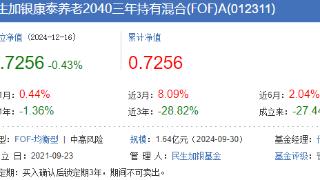 民生加银康泰养老2040三年混合FOF基金业绩不佳