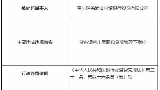 重庆铜梁浦发村镇银行被罚 为浦发银行控股子公司