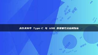 高尔夫车中 Type-C 与 USB 的重要性及应用探索