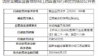 因协助掩盖不良贷款，江西省农信社被罚50万元