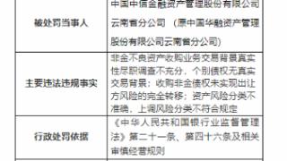 因资产风险分类不准确等，中国中信金融资管云南公司被罚110万
