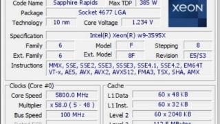 英特尔 60 核至强 W9-3595X CPU 已超频至 5.8 GHz