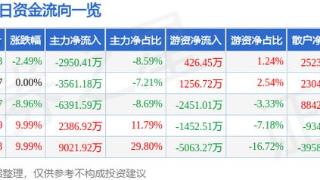 小方制药（603207）12月27日主力资金净卖出2950.41万元