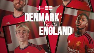 曼联晒丹麦vs英格兰海报：埃里克森、霍伊伦pk卢克-肖、梅努