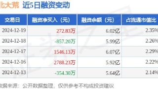 北大荒：12月19日融券净卖出9.95万股，连续3日累计净卖出14.05万股