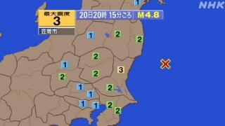 日本茨城县附近海域发生4.8级地震 福岛县有震感