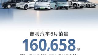 吉利汽车5月销量快报出炉：同比增长约38%，销量超过16万辆