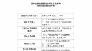 北京平谷新华村镇银行被罚 大股东为马鞍山农商银行