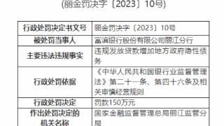 因违规发放贷款增加地方政府债务，富滇银行丽江分行被罚150万