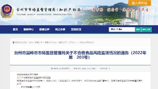 浙江省温岭市市场监督管理局公布不合格食品（小青菜）风险监测情况（2022年第203号）