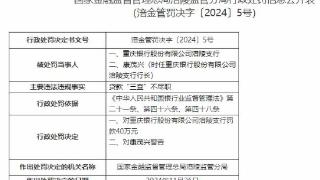 重庆银行3家支行贷款业务违规共被罚100万 3人被警告