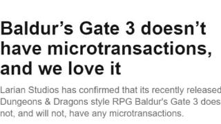 《博德3》没有微交易大获好评 玩家：拉瑞安太懂了