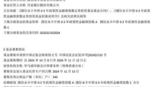 圆信永丰中债0-3年政策性金融债成立 募集金额59.9亿