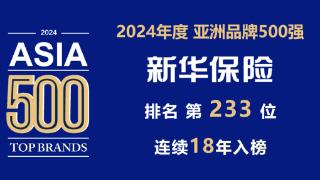 排名上升！新华保险连续18年入选“亚洲品牌500强”