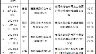 贵阳车主注意！12月周末机动车检验可在这些地方