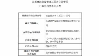 因会计凭证事项与实际用途不符，永诚财险被处罚35万元