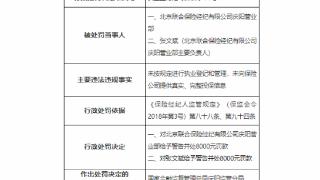 因未按规定执业登记等，北京联合保险庆阳营业部被处罚8000元
