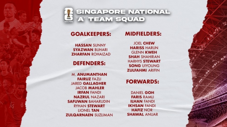 新加坡26人名单：比乙前锋范迪领衔，共7人在海外效力