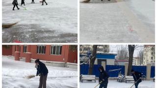 大学纷飞至，扫雪干劲足：大庆市东湖第二小学积极开展扫雪活动