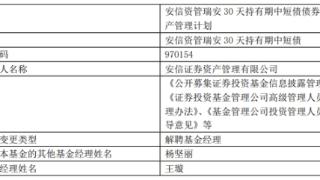 安信证券资管王璇离任5只基金