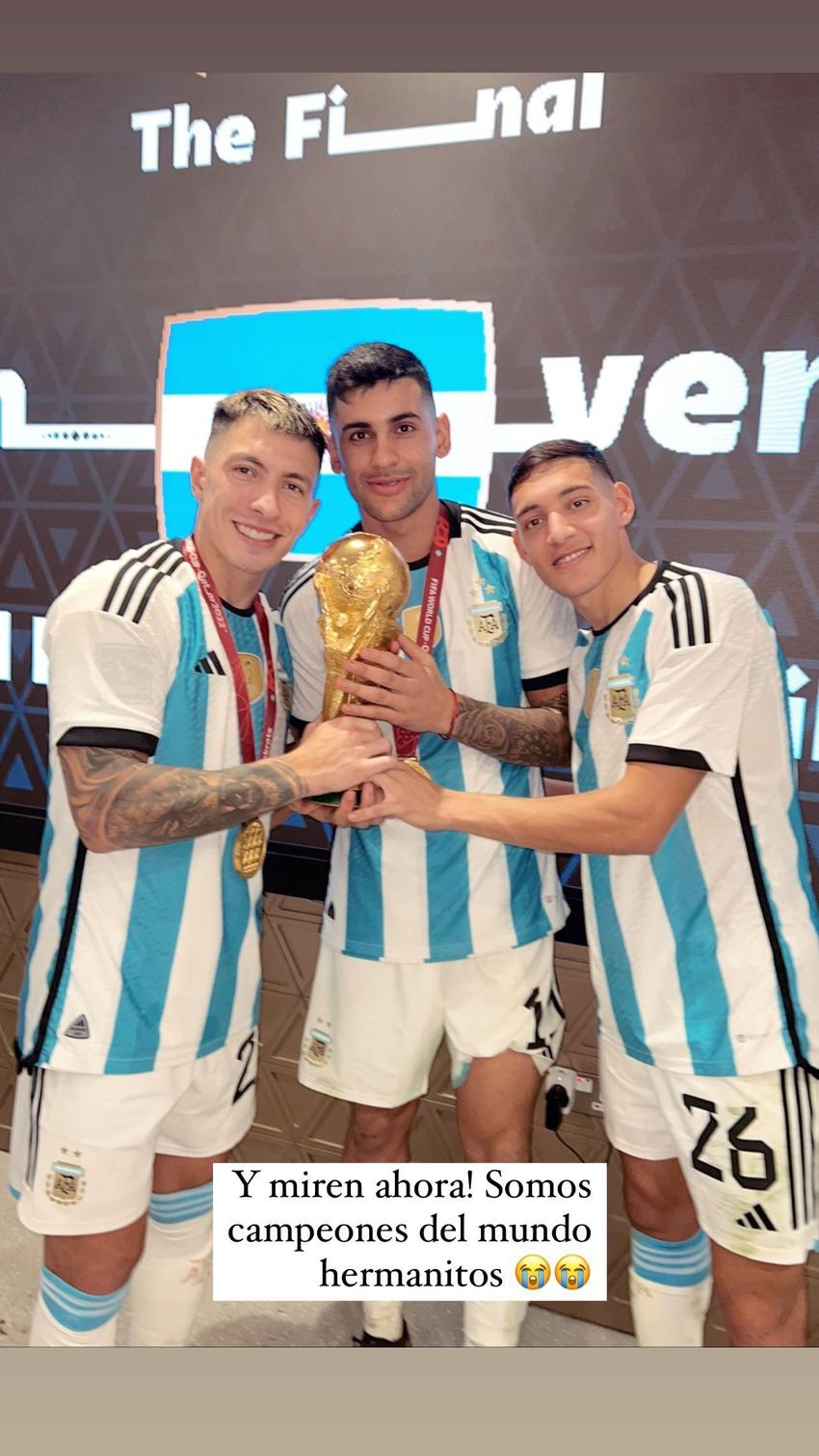 利马晒与罗梅罗、莫利纳合照：我们是世界杯冠军兄弟