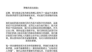 洪欣发文道歉，称自己和张丹峰并没有离婚