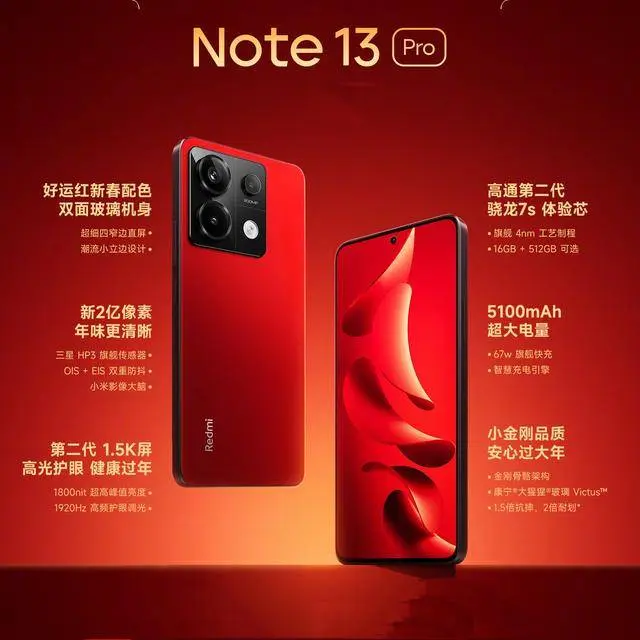 京东618千元机热卖榜：红米Note13 Pro排名第二，榜首仅1129元起