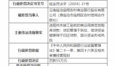 因违规发放贷款等，云南临沧临翔农商行被罚55万元