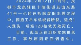 成都一施工吊车机械臂断裂 致1人死亡