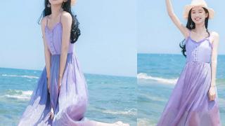 紫色吊带连衣裙，穿上显白又个性