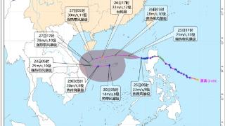 台风“潭美”强度为热带风暴级中心将移入南海东部海面