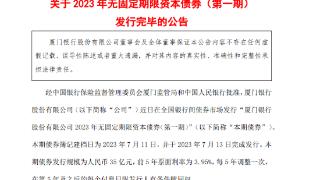 厦门银行：35亿无固定期限资本债券发行完毕