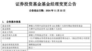 大摩中证同业存单AAA指数7天持有增聘陈言一