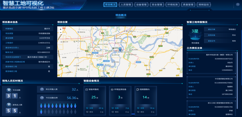 重庆轨道交通18号线北延2标运用智能数字化信息平台开展工作