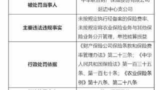 因单独核算损益等，中华联合财险延边支公司被罚32万元