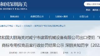 大鹏海关对咸宁市建霖机械设备有限公司行政处罚结果公示