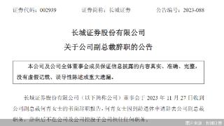长城证券：副总裁何青因到龄退休原因辞职