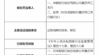因迟报周期性报表、报告，成都银行重庆双江支行被罚20万元