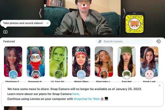 snap宣布1月25日关闭视频滤镜应用