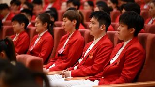 国乒参加总结大会：龙头胖帅气，陈梦靓丽，莎莎人气高，曼昱淡雅