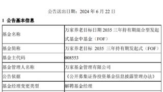 徐朝贞离任万家养老目标2035三年持有期发起式