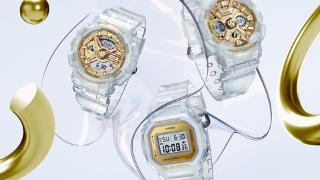卡西欧推出新款g-shock女性手表：透明机身+金色表盘设计